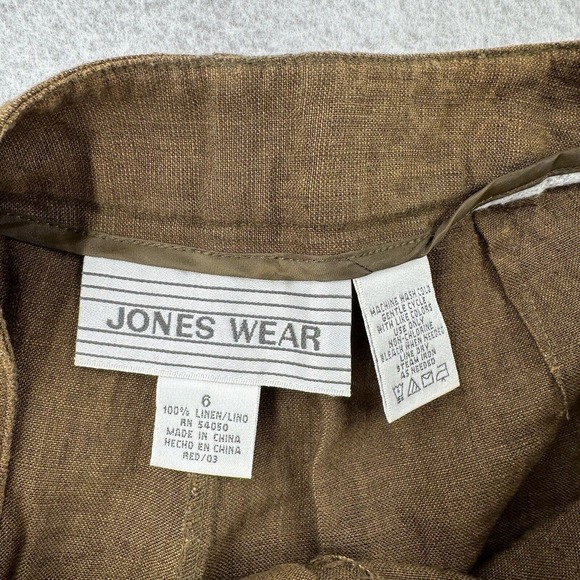 JONES WEAR 100% Linen Pants Womens Size 6 Green‎ Relaxed Fit Cropped - Picture 6 of 9